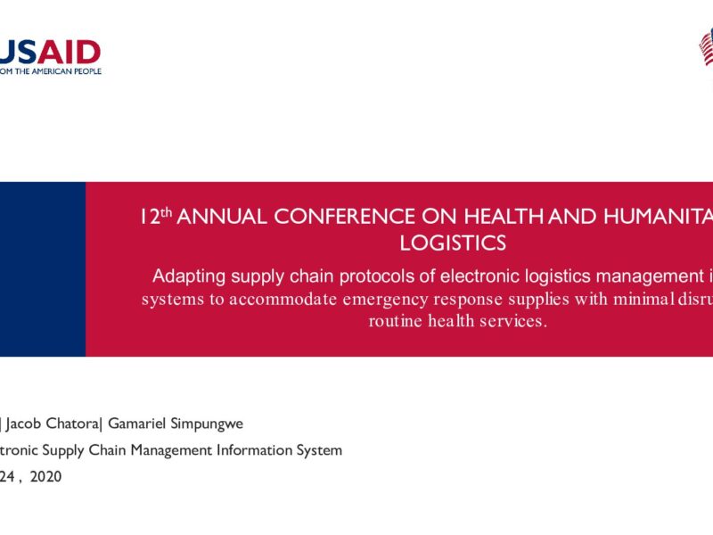 12th Annual Conference on Health & Humanitarian Logistics (Sept 2020) – Presentation
